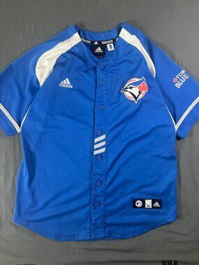 Y2K Adidas Toronto Blue Jays MLBPA Baseball Jersey Lawrie #13 XL fits M - L